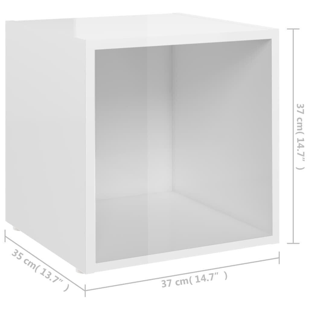 vidaXL TV plaukti, 4 gab., spīdīgi balti, 37x35x37 cm, skaidu plāksne cena un informācija | TV galdiņi | 220.lv