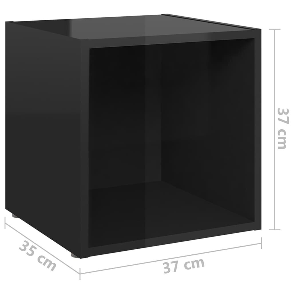 vidaXL TV plaukti, 4 gab., spīdīgi melni, 37x35x37 cm, skaidu plāksne cena un informācija | TV galdiņi | 220.lv
