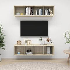 vidaXL sienas TV plaukti, 2 gab., ozolkoka krāsa, skaidu plāksne cena un informācija | TV galdiņi | 220.lv