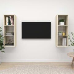 vidaXL sienas TV plaukti, 2 gab., ozolkoka krāsa, skaidu plāksne цена и информация | Тумбы под телевизор | 220.lv