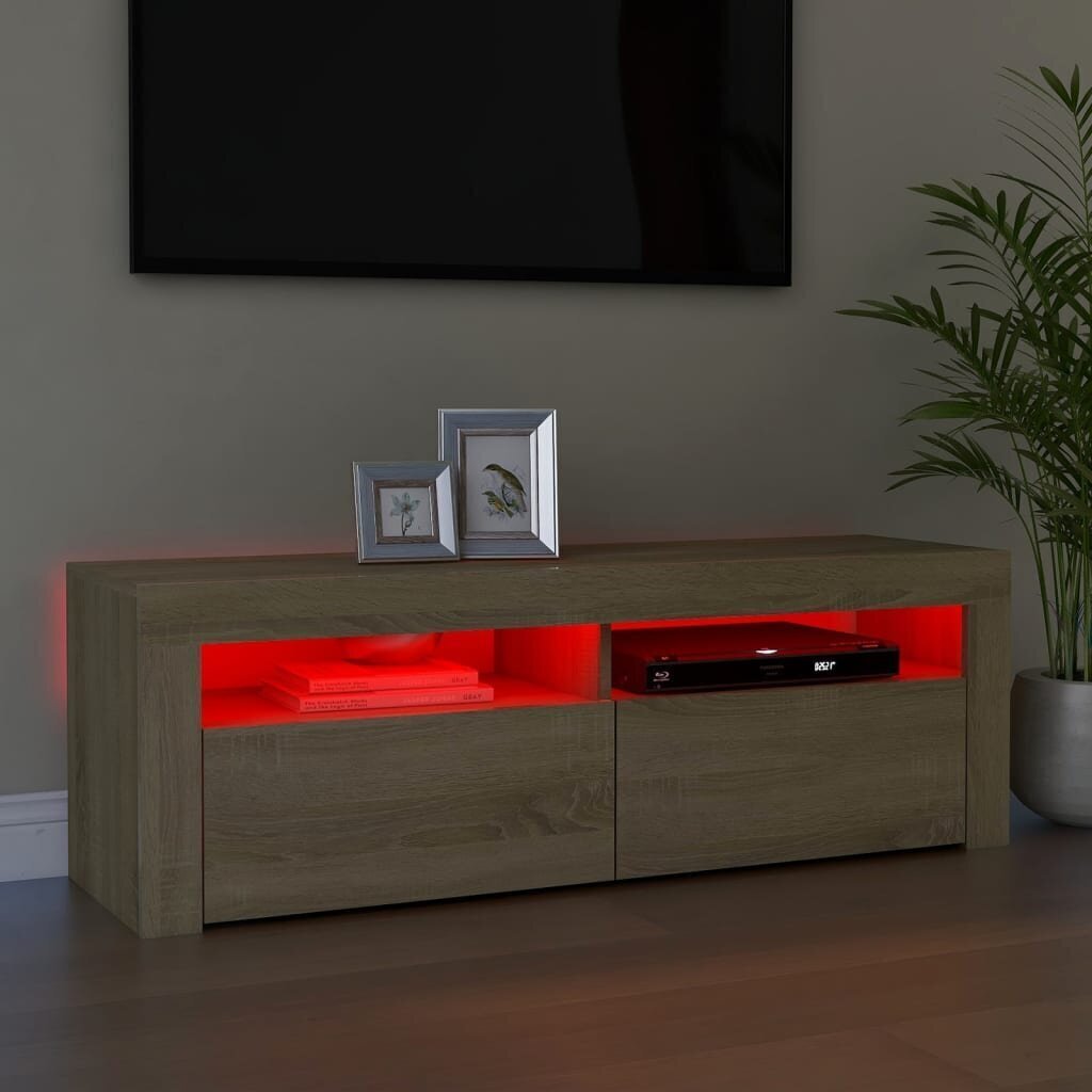 vidaXL TV galdiņš ar LED lampiņām, 120x35x40 cm, ozolkoka krāsā cena un informācija | TV galdiņi | 220.lv