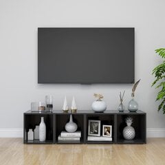 vidaXL TV plaukti, 4 gab., pelēki, 37x35x37 cm, skaidu plāksne cena un informācija | TV galdiņi | 220.lv