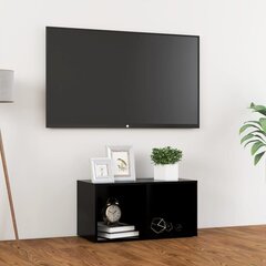 vidaXL TV plaukts, melns, 72x35x36,5 cm, skaidu plāksne cena un informācija | TV galdiņi | 220.lv