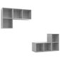 vidaXL sienas TV plaukti, 4 gab., betona pelēki, skaidu plāksne cena un informācija | TV galdiņi | 220.lv