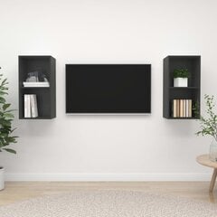 vidaXL sienas TV plaukti, 2 gab., pelēki, skaidu plāksne cena un informācija | TV galdiņi | 220.lv