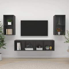 vidaXL sienas TV plaukti, 4 gab., pelēki, skaidu plāksne cena un informācija | TV galdiņi | 220.lv