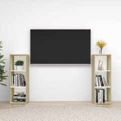 vidaXL TV plaukti, 2 gb., balti, ozolkoka, 107x35x37cm, skaidu plāksne цена и информация | Тумбы под телевизор | 220.lv