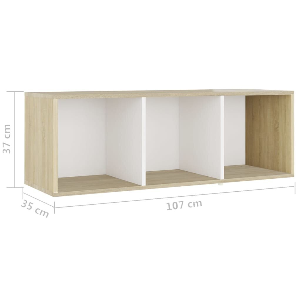 vidaXL TV plaukti, 2 gb., balti, ozolkoka, 107x35x37cm, skaidu plāksne cena un informācija | TV galdiņi | 220.lv