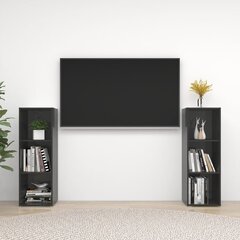 vidaXL TV plaukti, 2 gab., spīdīgi pelēki, 107x35x37 cm, skaidu plātne cena un informācija | TV galdiņi | 220.lv