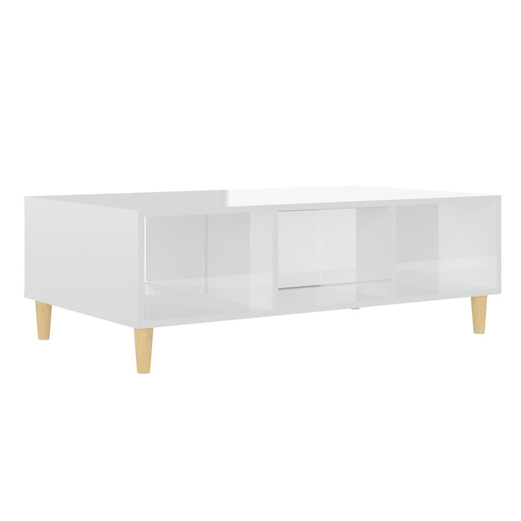 vidaXL kafijas galdiņš, 103,5x60x35 cm, spīdīgi balts, skaidu plāksne cena un informācija | Žurnālgaldiņi | 220.lv