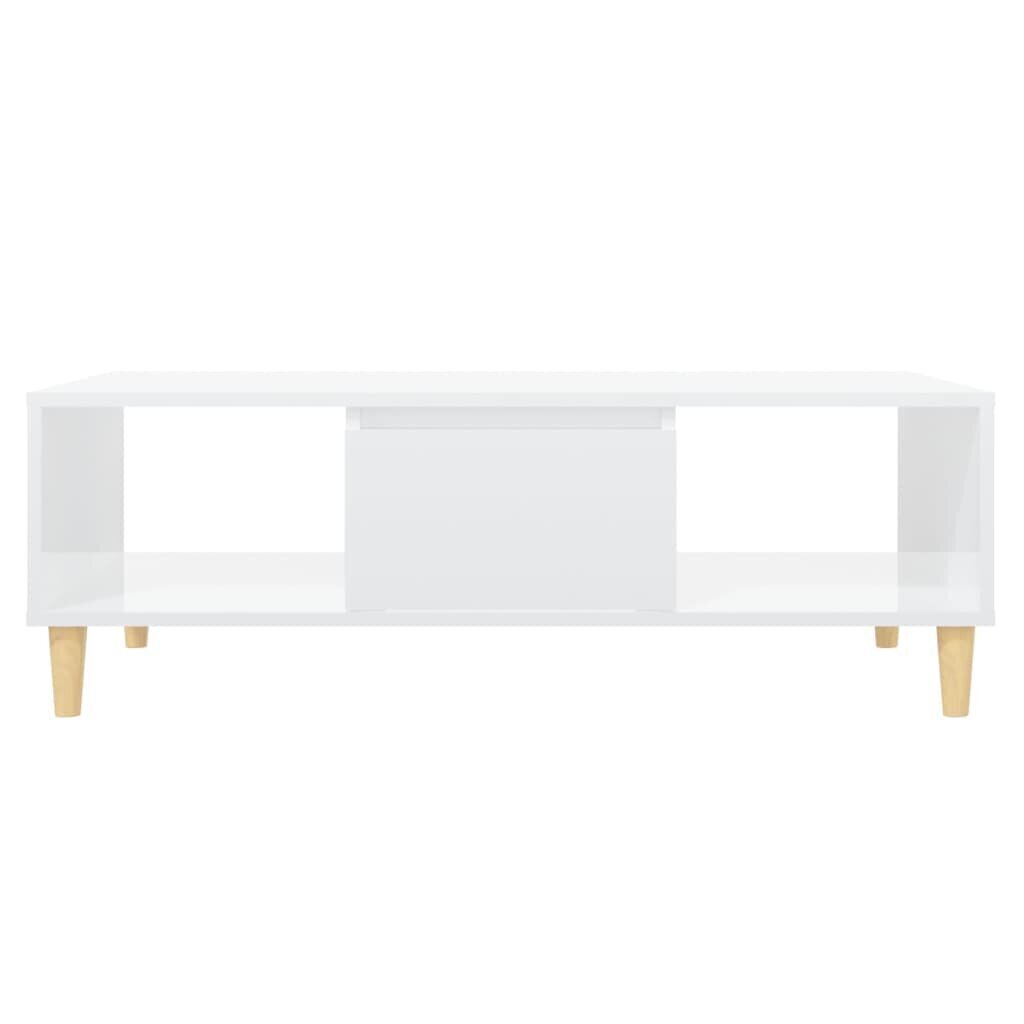 vidaXL kafijas galdiņš, 103,5x60x35 cm, spīdīgi balts, skaidu plāksne cena un informācija | Žurnālgaldiņi | 220.lv