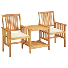 vidaXL dārza krēsli ar matračiem un galdiņu, akācijas masīvkoks cena un informācija | Dārza mēbeļu komplekti | 220.lv