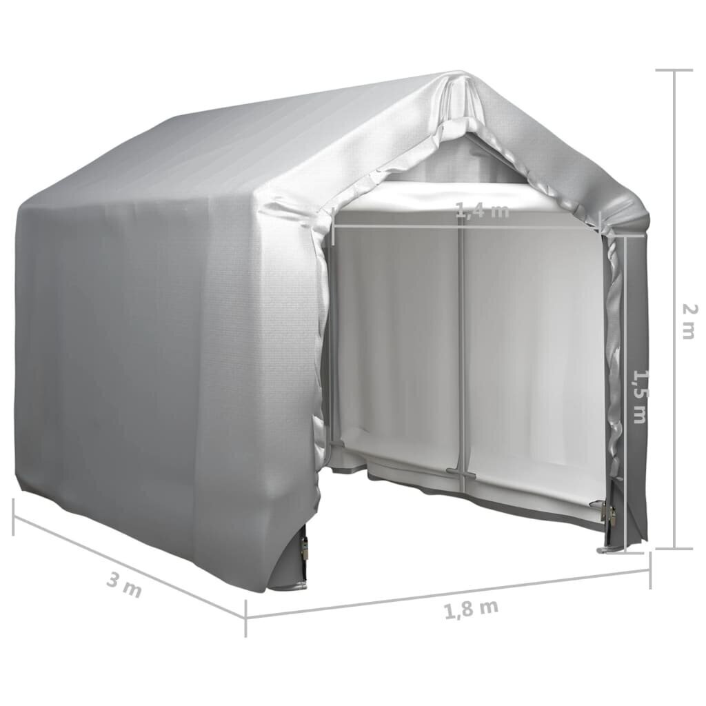 vidaXL uzglabāšanas telts, 180x300 cm, pelēka, tērauds cena un informācija | Dārza nojumes un lapenes | 220.lv