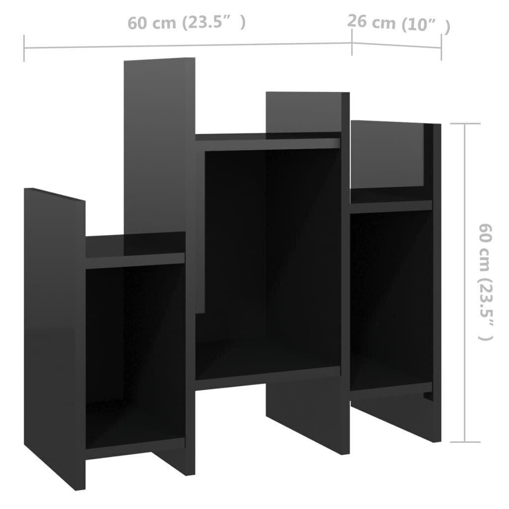 vidaXL plaukts, spīdīgi melns, 60x26x60 cm, skaidu plāksne cena un informācija | Skapīši viesistabai | 220.lv