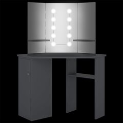 vidaXL stūra spoguļgaldiņš ar LED, pelēks, 111x54x141,5 cm цена и информация | Туалетные столики | 220.lv