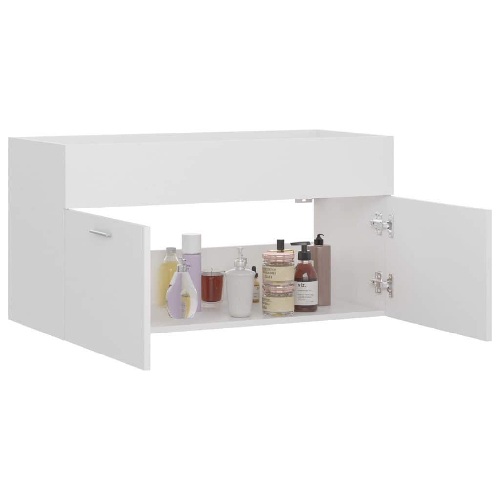 vidaXL izlietnes skapītis, balts, 90x38,5x46 cm, skaidu plātne cena un informācija | Vannas istabas skapīši | 220.lv