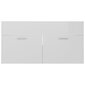 vidaXL izlietnes skapītis, spīdīgi balts, 90x38,5x46 cm, skaidu plātne cena un informācija | Vannas istabas skapīši | 220.lv