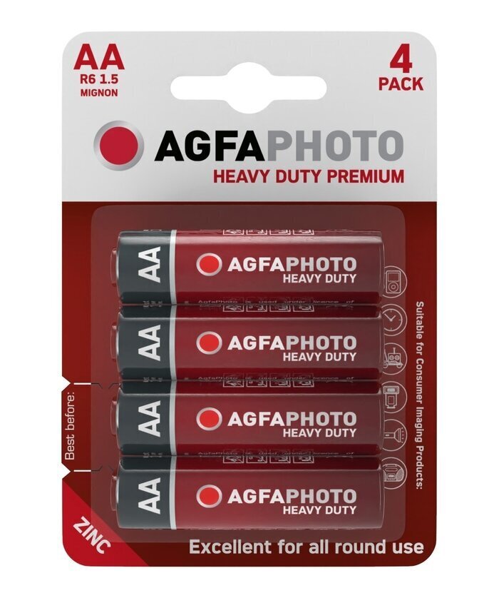 Baterijas, AgfaPhoto Heavy Duty AA R6 (4 gab.) цена и информация | Baterijas | 220.lv