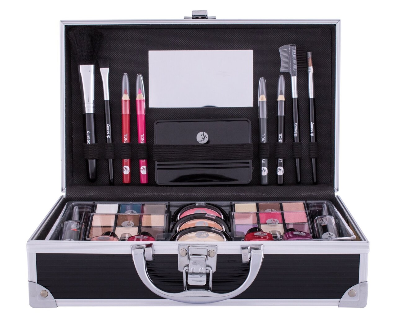2K Fabulous Beauty Train Case Black kosmētikas palete cena un informācija | Acu ēnas, skropstu tušas, zīmuļi, serumi | 220.lv