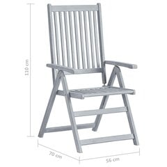 vidaXL atgāžami dārza krēsli ar matračiem, 3 gab., akācijas masīvkoks цена и информация | скамейка со столиком | 220.lv