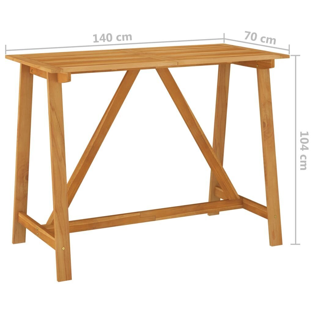 vidaXL dārza bāra galds, 140x70x104 cm, akācijas masīvkoks цена и информация | Dārza galdi | 220.lv