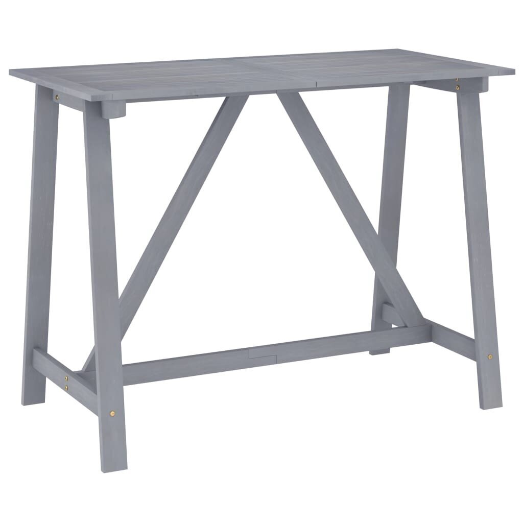 vidaXL dārza bāra galds, 140x70x104 cm, pelēks, akācijas masīvkoks cena un informācija | Dārza galdi | 220.lv