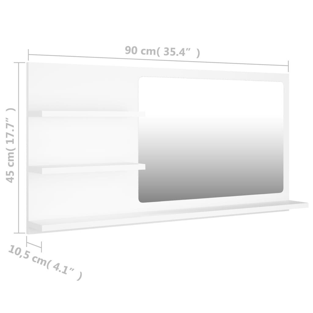 vidaXL vannasistabas spogulis, balts, 90x10,5x45 cm, skaidu plāksne cena un informācija | Vannas istabas skapīši | 220.lv