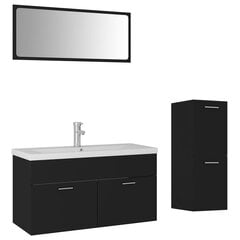 vidaXL vannasistabas mēbeļu komplekts, melns, skaidu plāksne cena un informācija | Vannas istabas mēbeļu komplekti | 220.lv