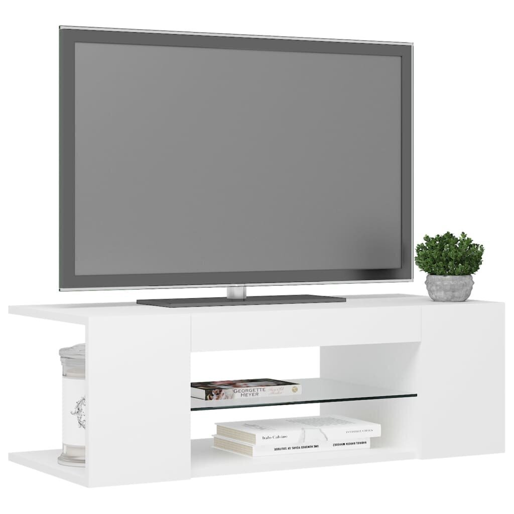 TV galdiņš ar LED lampiņām vidaXL, 90x39x30 cm, balts цена и информация | TV galdiņi | 220.lv