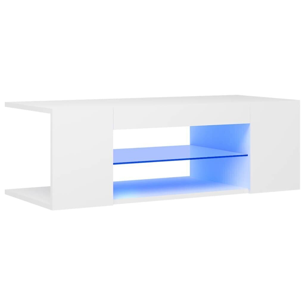 TV galdiņš ar LED lampiņām vidaXL, 90x39x30 cm, balts цена и информация | TV galdiņi | 220.lv