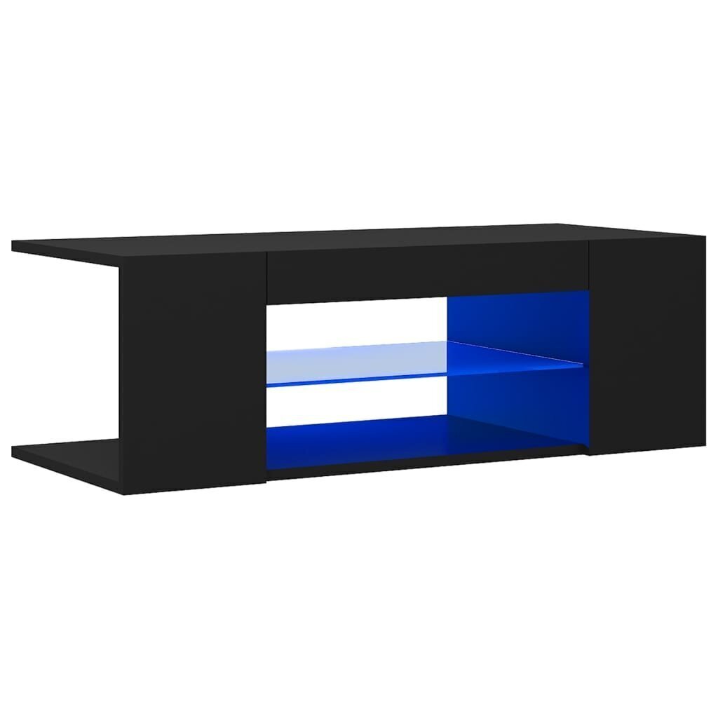 TV galdiņš ar LED lampiņām vidaXL, 90x39x30 cm, melns цена и информация | TV galdiņi | 220.lv