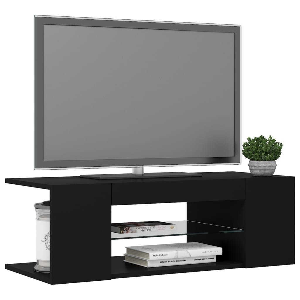 TV galdiņš ar LED lampiņām vidaXL, 90x39x30 cm, melns цена и информация | TV galdiņi | 220.lv