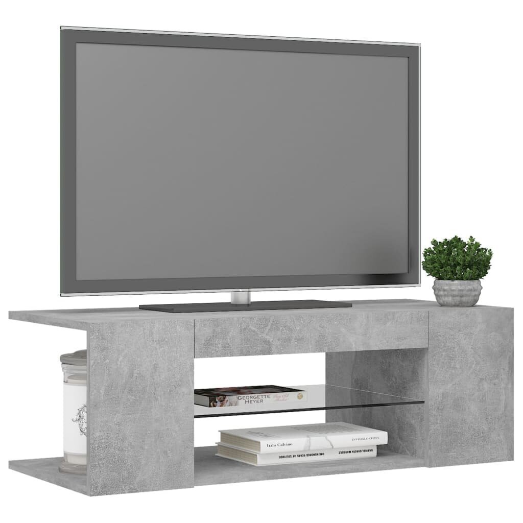 TV galdiņš ar LED lampiņām vidaXL, 90x39x30 cm, betona pelēks cena un informācija | TV galdiņi | 220.lv
