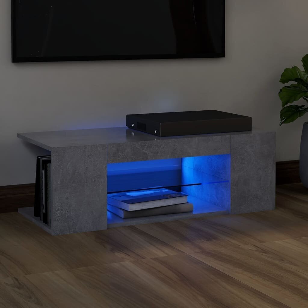 TV galdiņš ar LED lampiņām vidaXL, 90x39x30 cm, betona pelēks cena un informācija | TV galdiņi | 220.lv