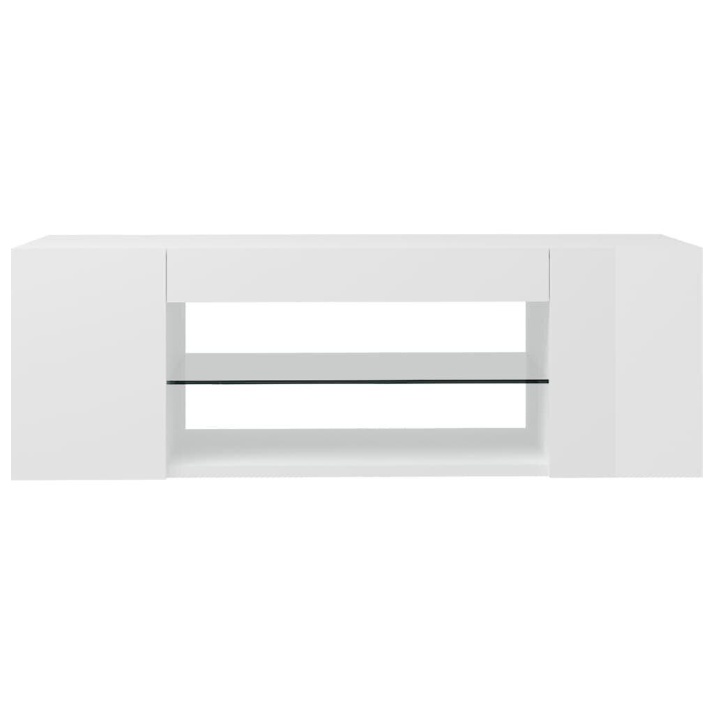 TV galdiņš ar LED lampiņām vidaXL, 90x39x30 cm, spīdīgi balts cena un informācija | TV galdiņi | 220.lv
