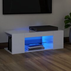 TV galdiņš ar LED lampiņām vidaXL, 90x39x30 cm, spīdīgi balts цена и информация | Тумбы под телевизор | 220.lv