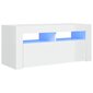 TV galdiņš ar LED lampiņām vidaXL, 90x35x40 cm, spīdīgi balts cena un informācija | TV galdiņi | 220.lv