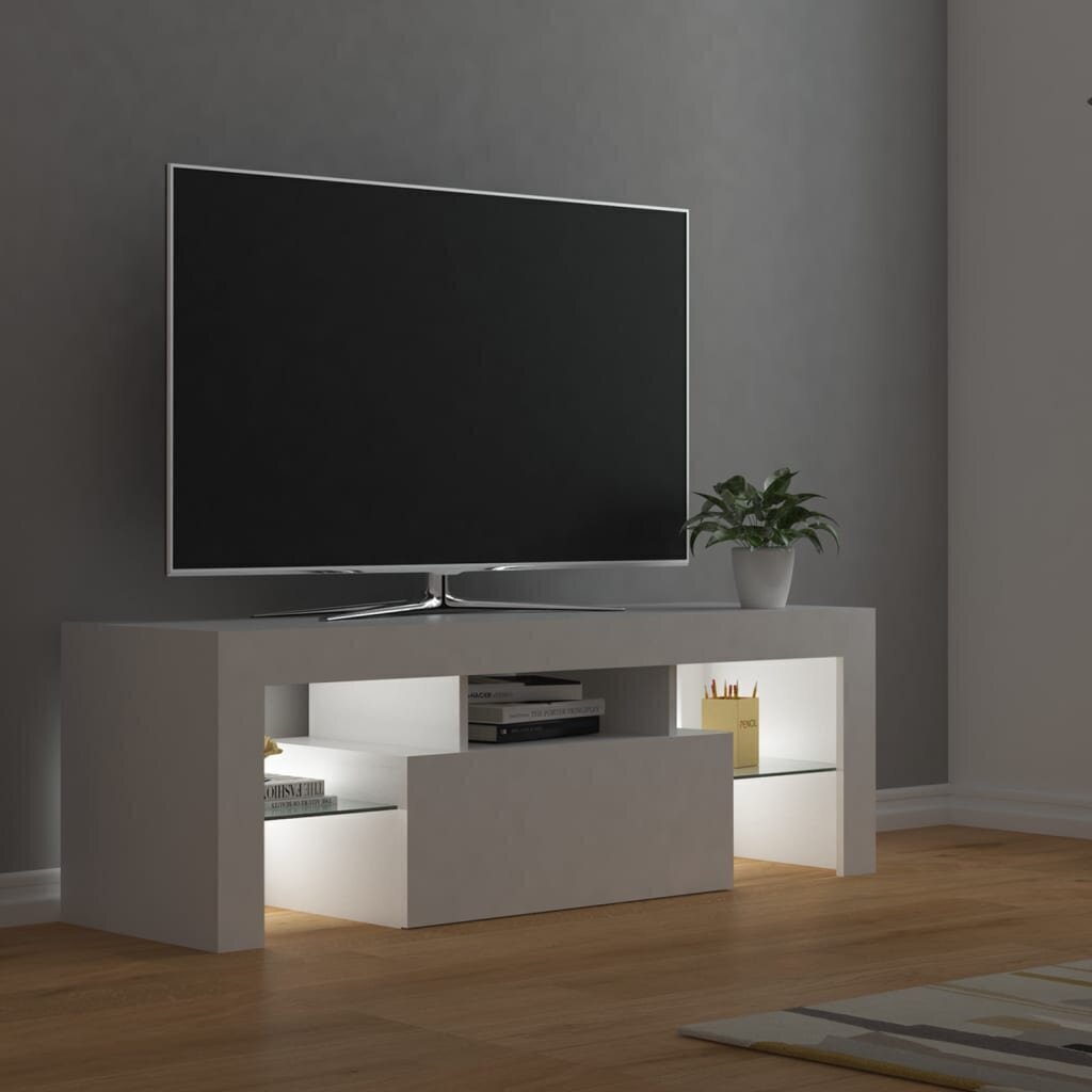 TV galdiņš ar LED lampiņām vidaXL, 120x35x40 cm, balts cena un informācija | TV galdiņi | 220.lv