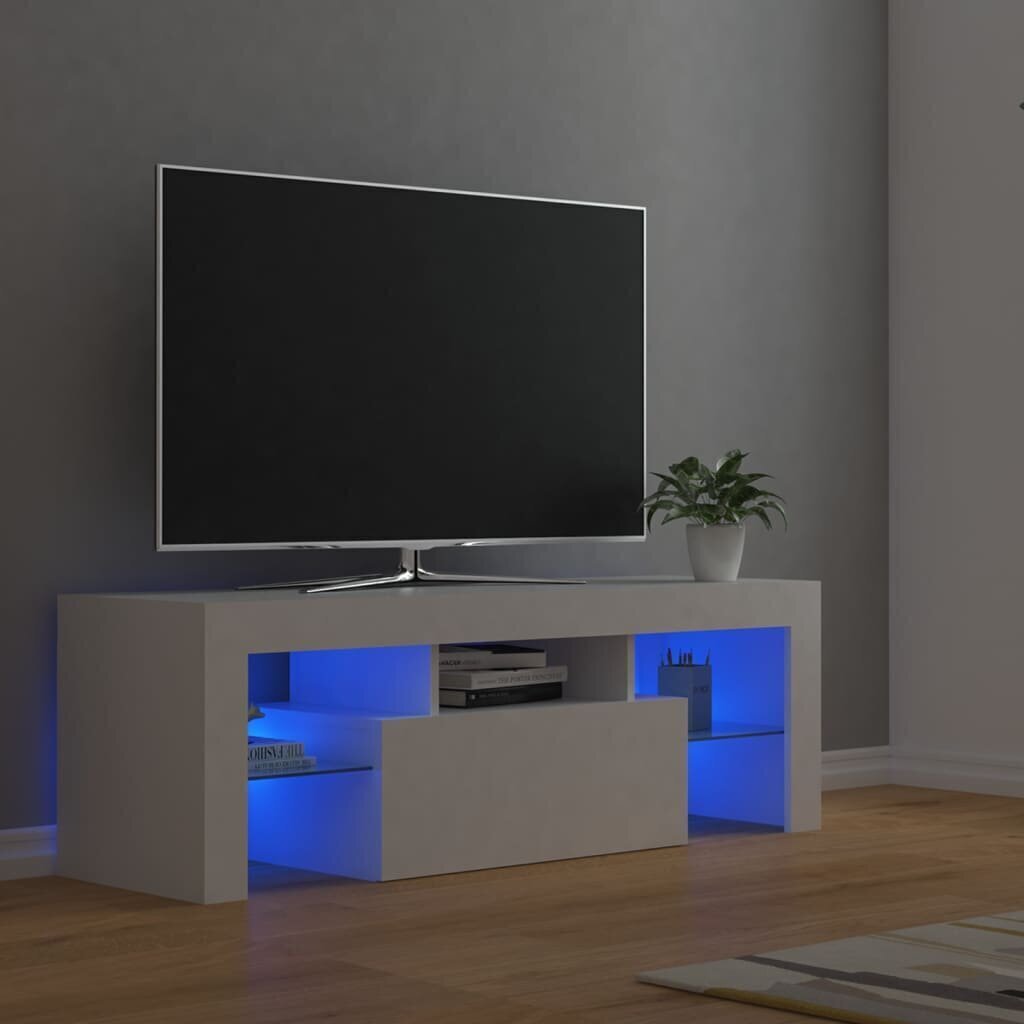 TV galdiņš ar LED lampiņām vidaXL, 120x35x40 cm, balts cena un informācija | TV galdiņi | 220.lv