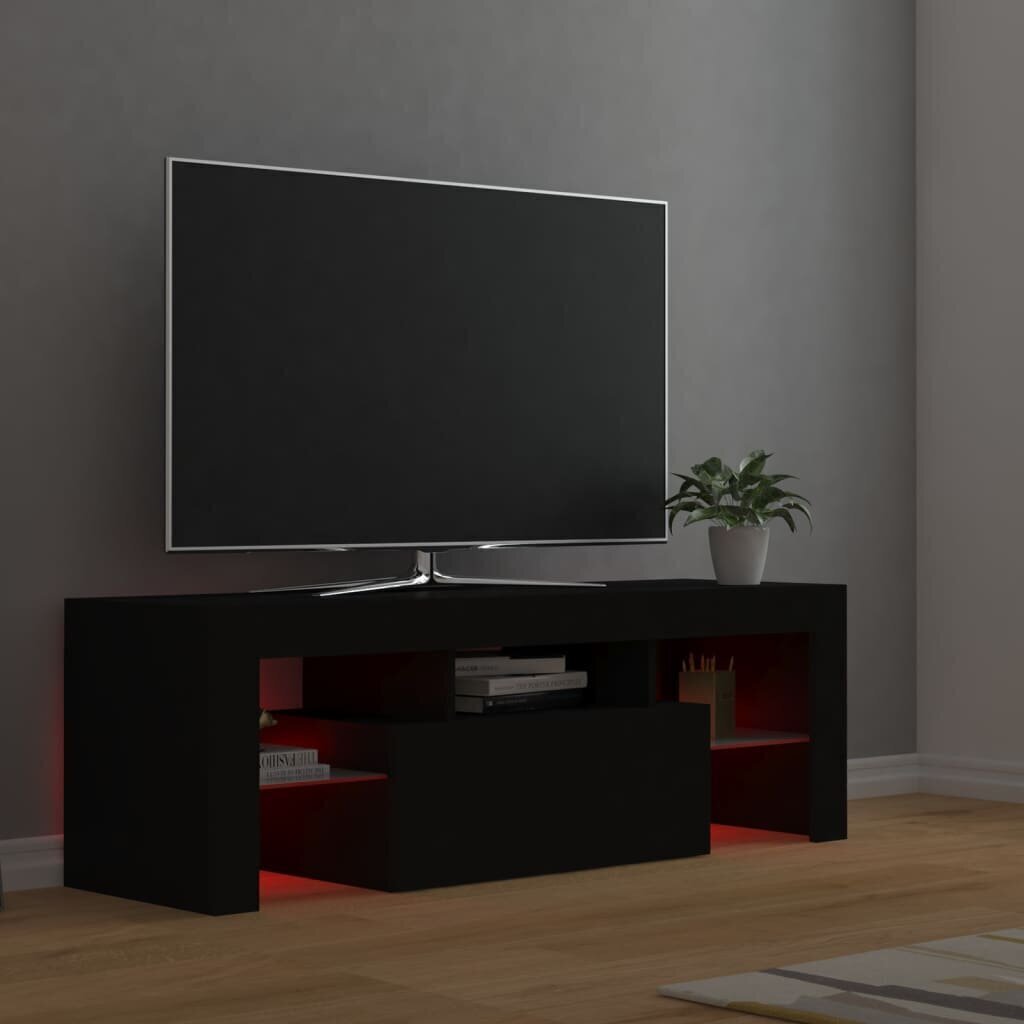 TV galdiņš ar LED lampiņām vidaXL, 120x35x40 cm, melns цена и информация | TV galdiņi | 220.lv