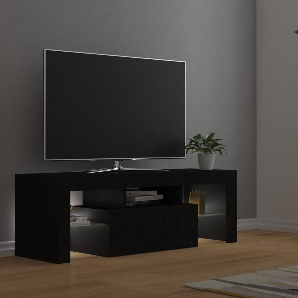 TV galdiņš ar LED lampiņām vidaXL, 120x35x40 cm, melns цена и информация | TV galdiņi | 220.lv