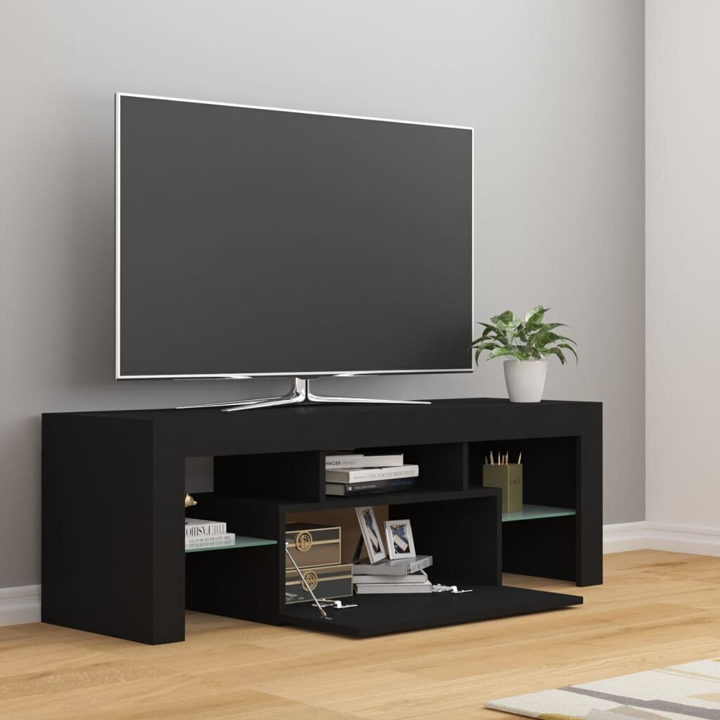 TV galdiņš ar LED lampiņām vidaXL, 120x35x40 cm, melns cena un informācija | TV galdiņi | 220.lv