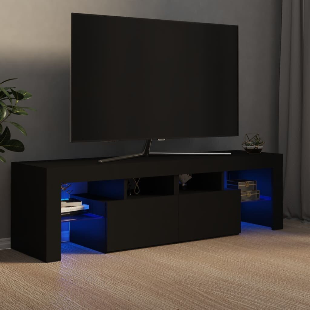 TV galdiņš ar LED lampiņām vidaXL, 140x35x40 cm, melns cena un informācija | TV galdiņi | 220.lv