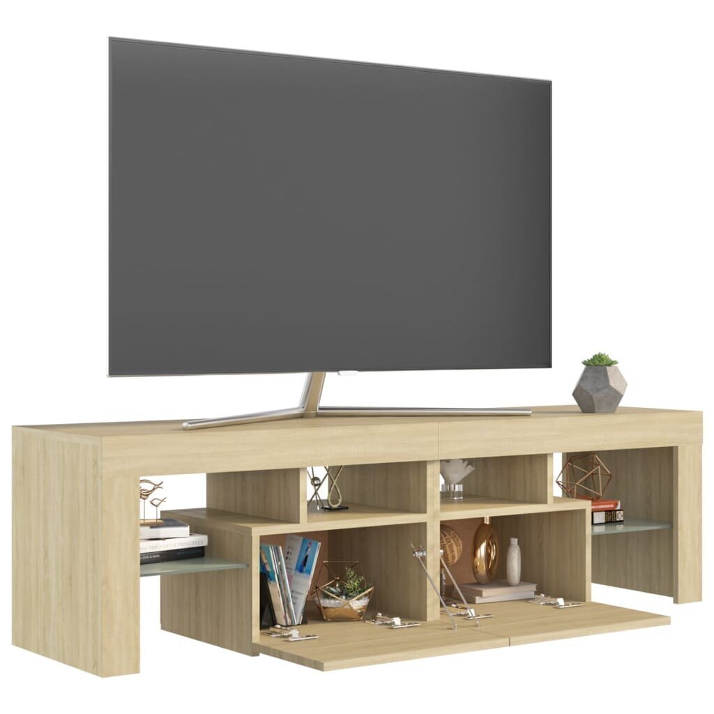 TV galdiņš ar LED lampiņām vidaXL, 140x35x40 cm, ozolkoka krāsā cena un informācija | TV galdiņi | 220.lv