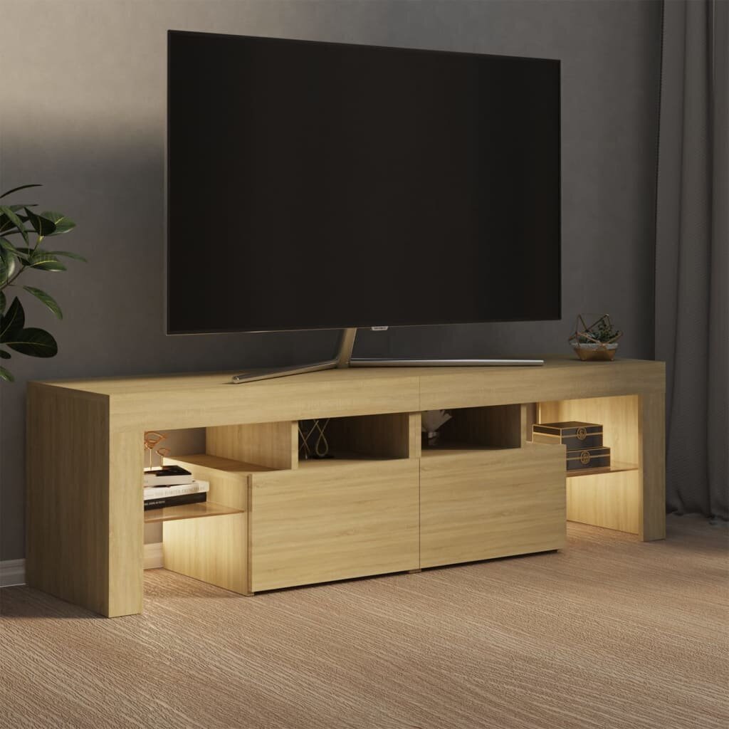 TV galdiņš ar LED lampiņām vidaXL, 140x35x40 cm, ozolkoka krāsā cena un informācija | TV galdiņi | 220.lv