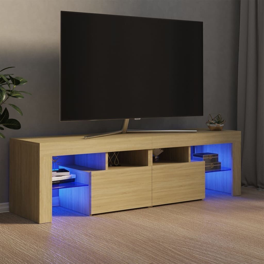 TV galdiņš ar LED lampiņām vidaXL, 140x35x40 cm, ozolkoka krāsā cena un informācija | TV galdiņi | 220.lv