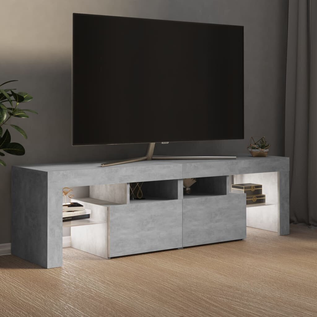 TV galdiņš ar LED lampiņām vidaXL, 140x35x40 cm, betona pelēks cena un informācija | TV galdiņi | 220.lv