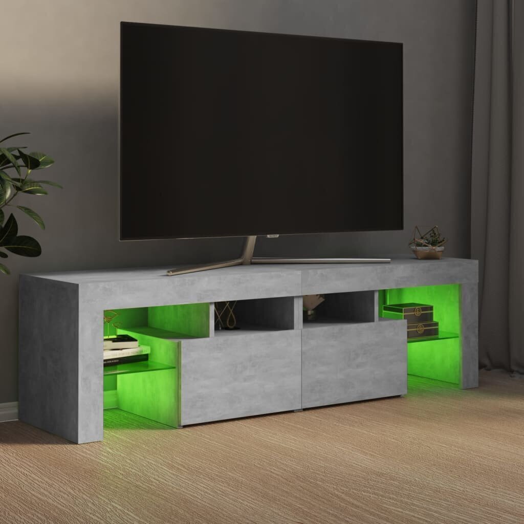 TV galdiņš ar LED lampiņām vidaXL, 140x35x40 cm, betona pelēks цена и информация | TV galdiņi | 220.lv