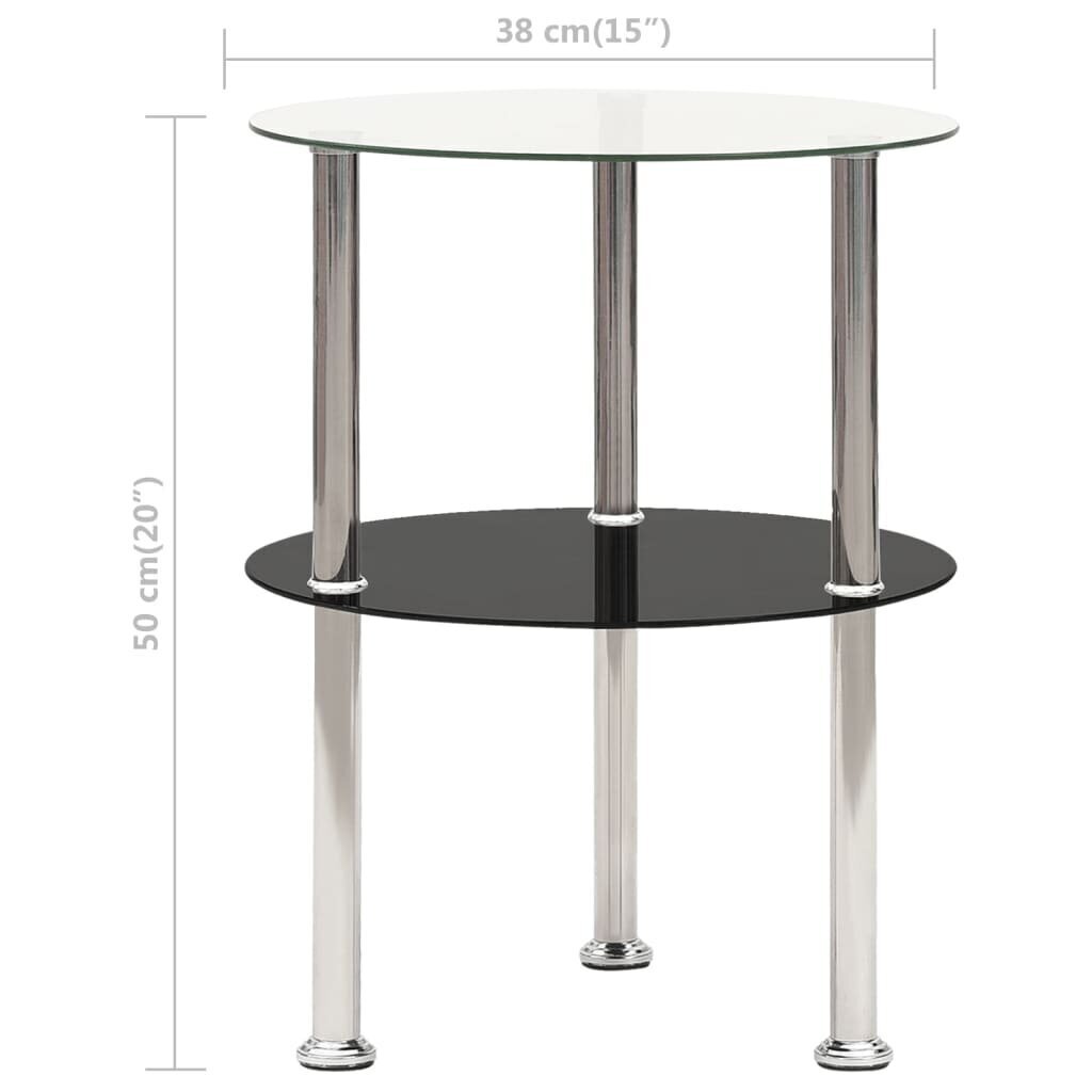 Divu līmeņu galdiņš vidaXL, 38 cm, caurspīdīgs, melns cena un informācija | Žurnālgaldiņi | 220.lv