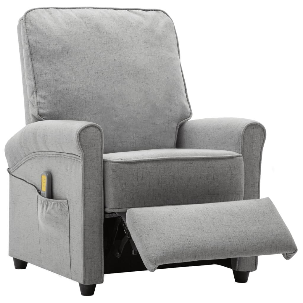 Elektrisks atgāžams masāžas krēsls vidaXL, gaiši pelēks cena un informācija | Atpūtas krēsli | 220.lv